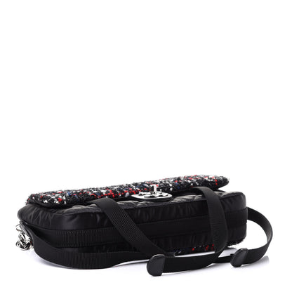Chanel Tweed Nylon Quilted Small Astronaut Essentials Flap Black Red 3 of 5