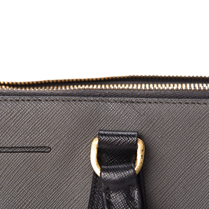 Prada Saffiano Lux Bi-Color Medium Tote Mercurio Black 14 of 21