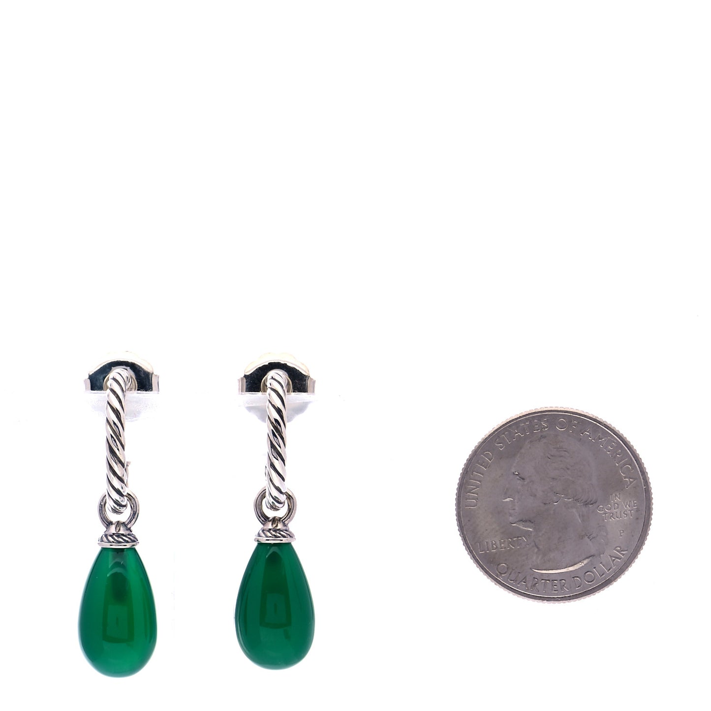 Sterling Silver Green Onyx Color Classics Bead Drop Earrings