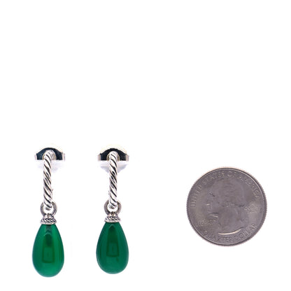 David Yurman Sterling Silver Green Onyx Color Classics Bead Drop Earrings 2 of 7
