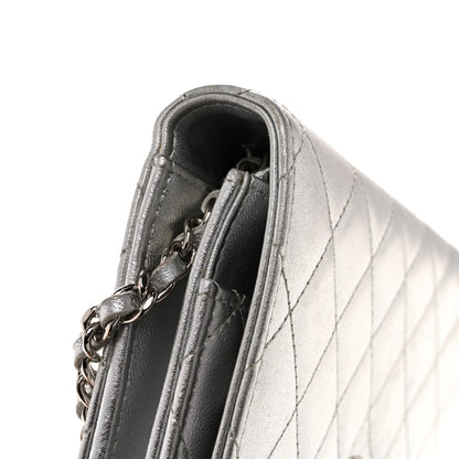 Chanel Metallic Lambskin Quilted Wallet On Chain WOC Silver 12 of 14