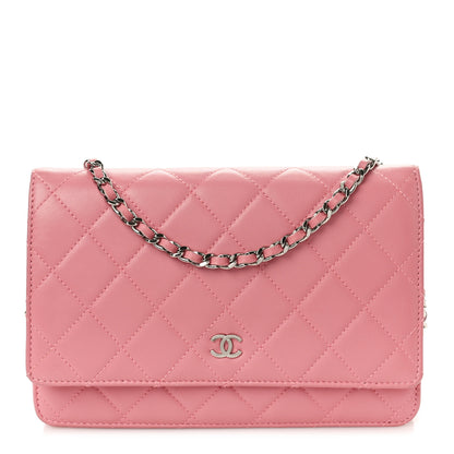 Chanel Lambskin Quilted Wallet On Chain WOC Pink 1 of 10