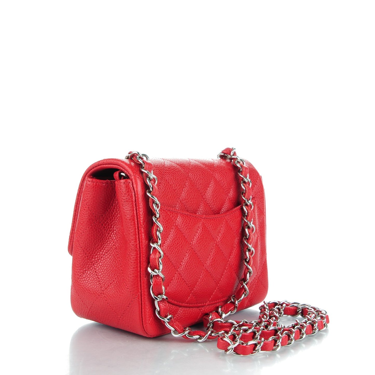 Caviar Quilted Mini Square Flap Red