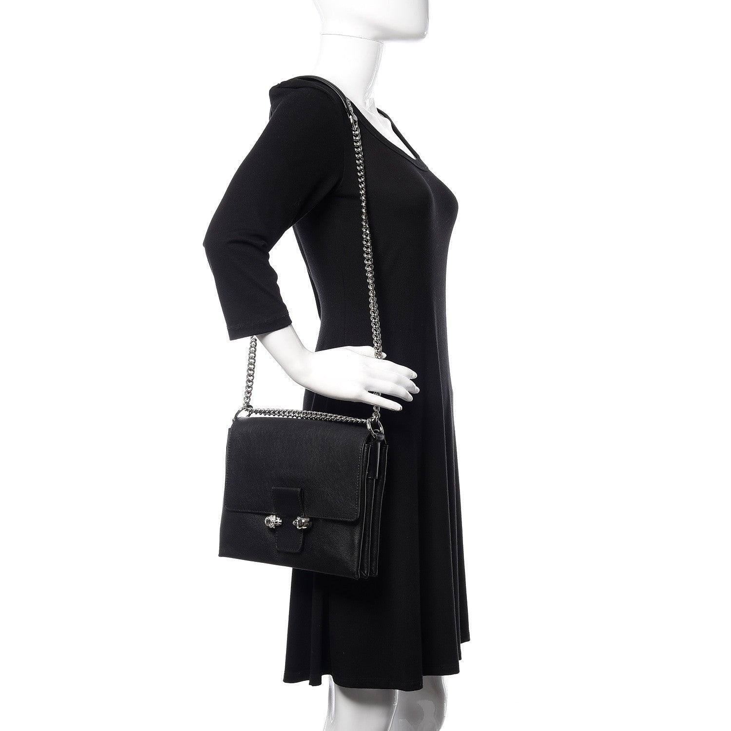 Alexander McQueen Grained Calfskin Twin Skull Crossbody Black 2 of 10
