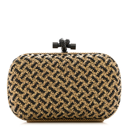 Bottega Veneta Nappa Intrecciato Beaded Knot Clutch Beige Black 1 of 6
