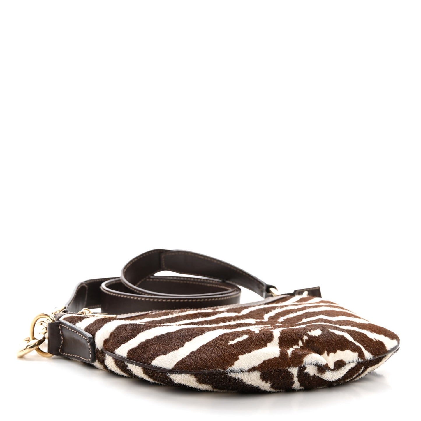 Pony Hair Zebra Print Crossbody Bag Brown