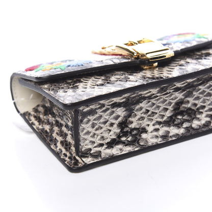 Gucci Snakeskin Floral Embroidered Super Mini Sylvie Chain Shoulder Bag 7 of 9
