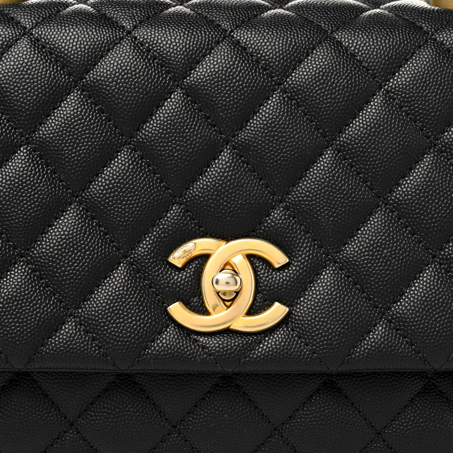 Chanel Caviar Lizard Embossed Quilted Small Coco Handle Flap Black 8 of 13
