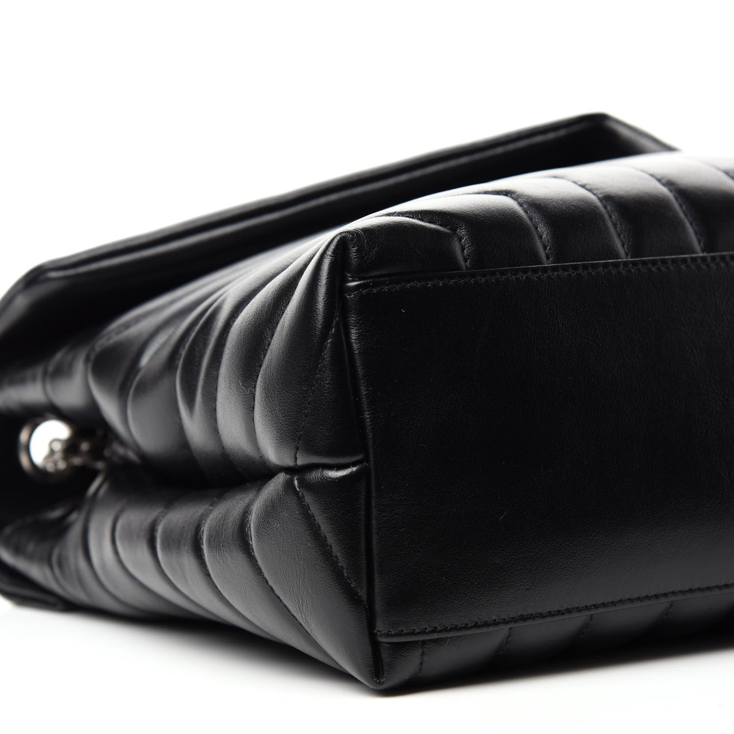 Calfskin Y Quilted Monogram Medium Loulou Chain Satchel Black