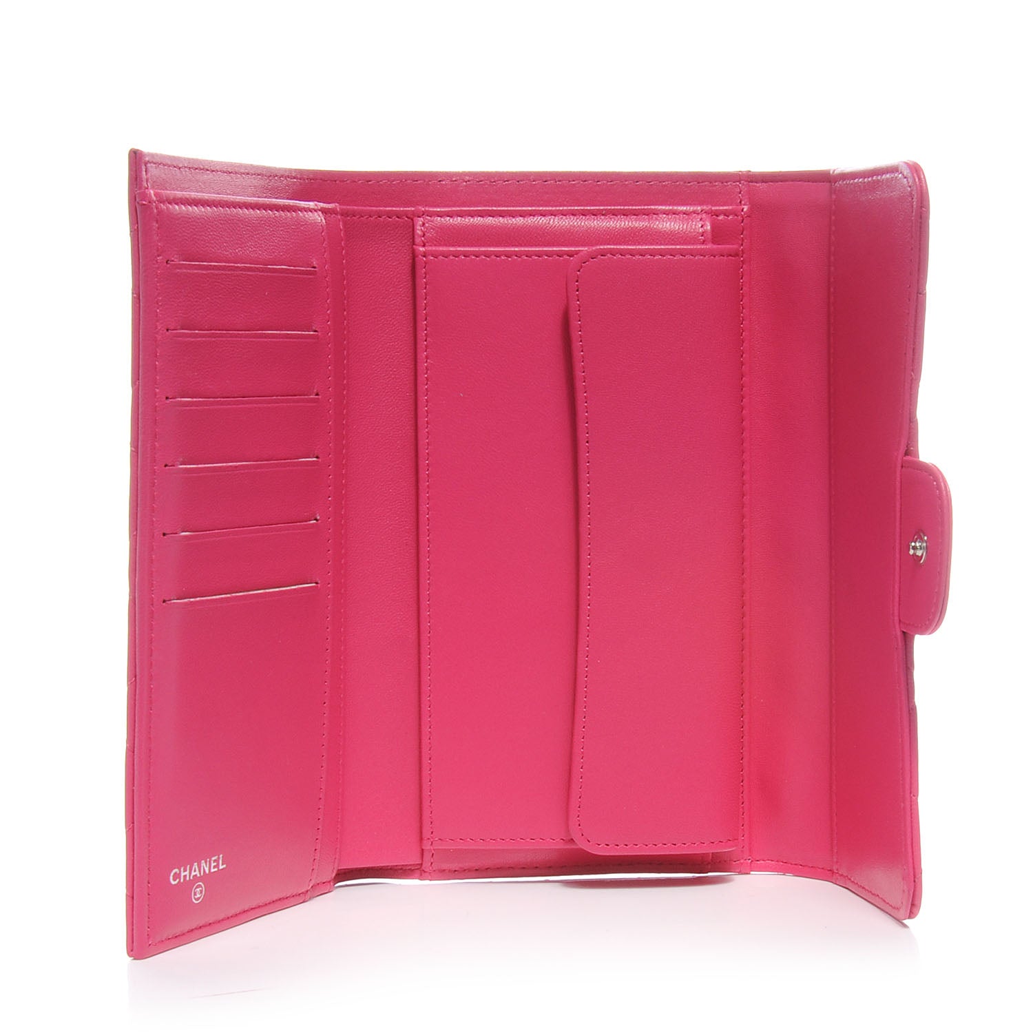 Chanel Lambskin Quilted Large Flap Wallet Fuchsia 6 of 9