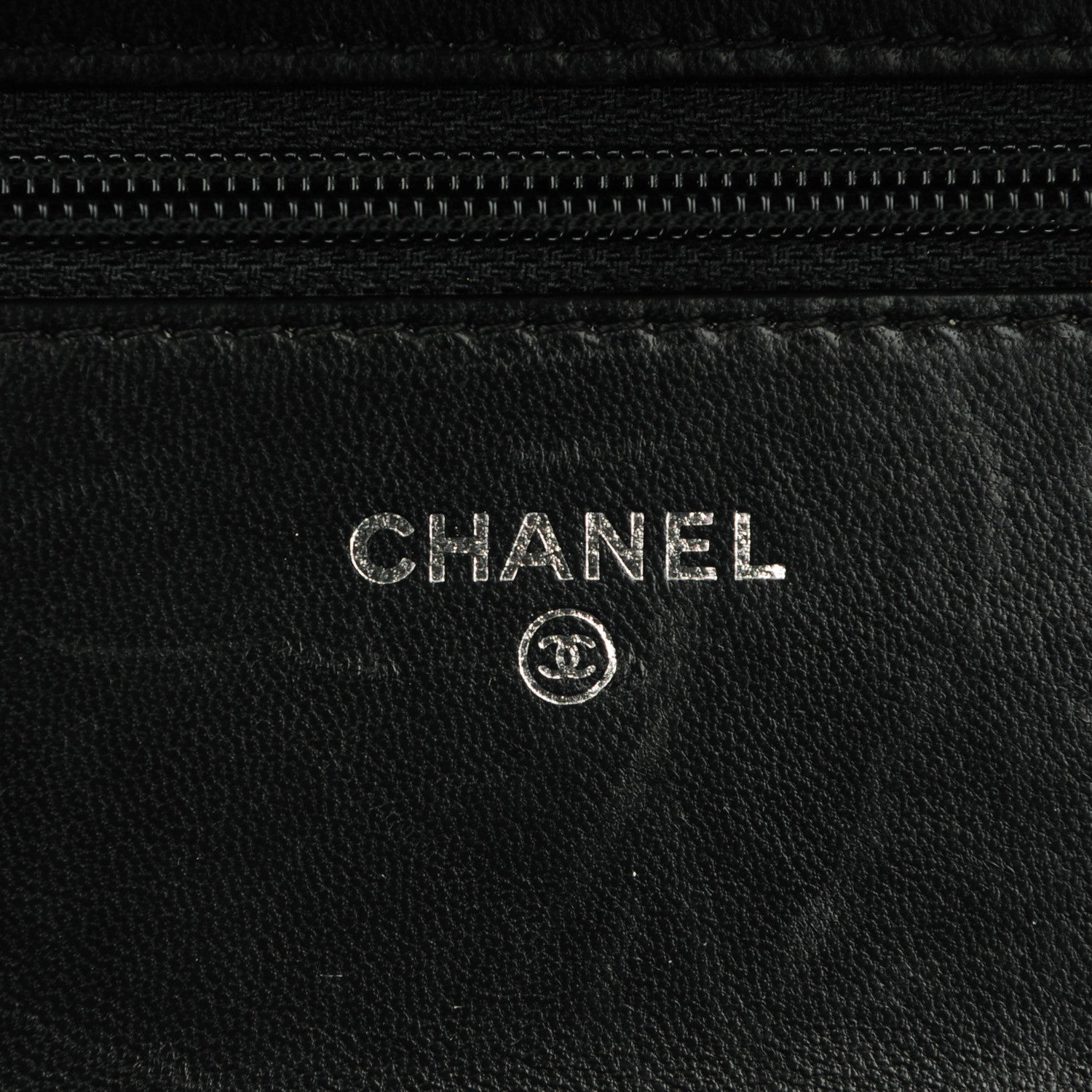 Chanel Lambskin Chevron Wallet On Chain WOC Black 6 of 10