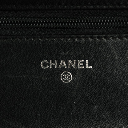 Chanel Lambskin Chevron Wallet On Chain WOC Black 6 of 10