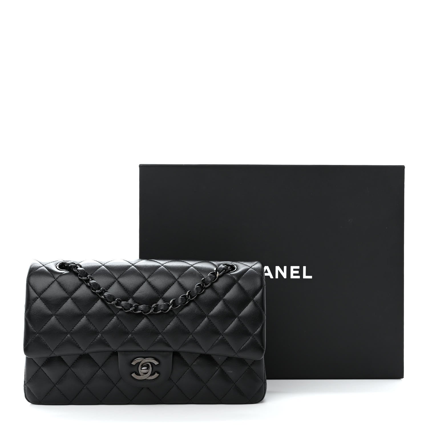 Chanel Lambskin Quilted Medium Double Flap So Black 15 of 15