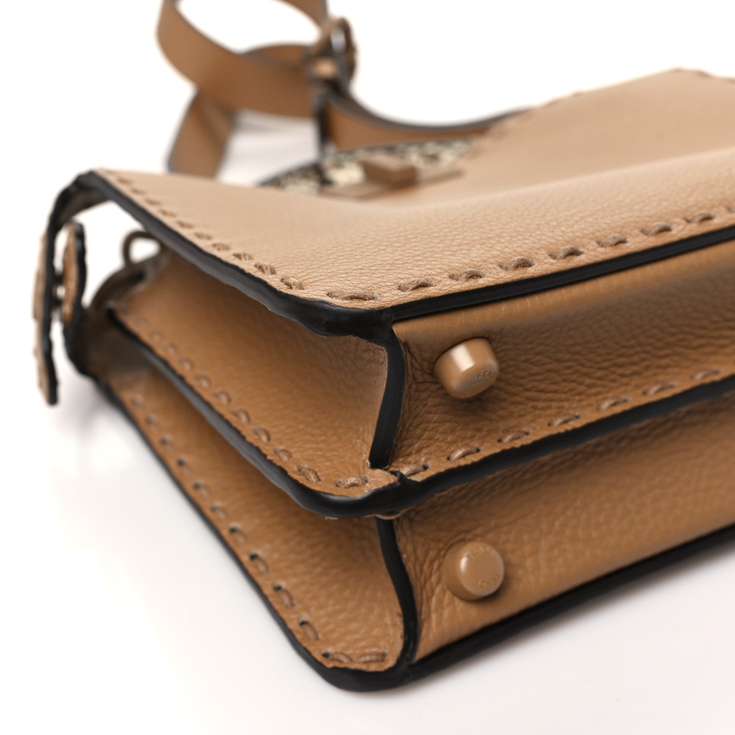 Fendi Cuoio Romano Vitello Elaphe Cover Sellerissima Monochrome Mini Peekaboo I SEE U Satchel Cammello 10 of 11