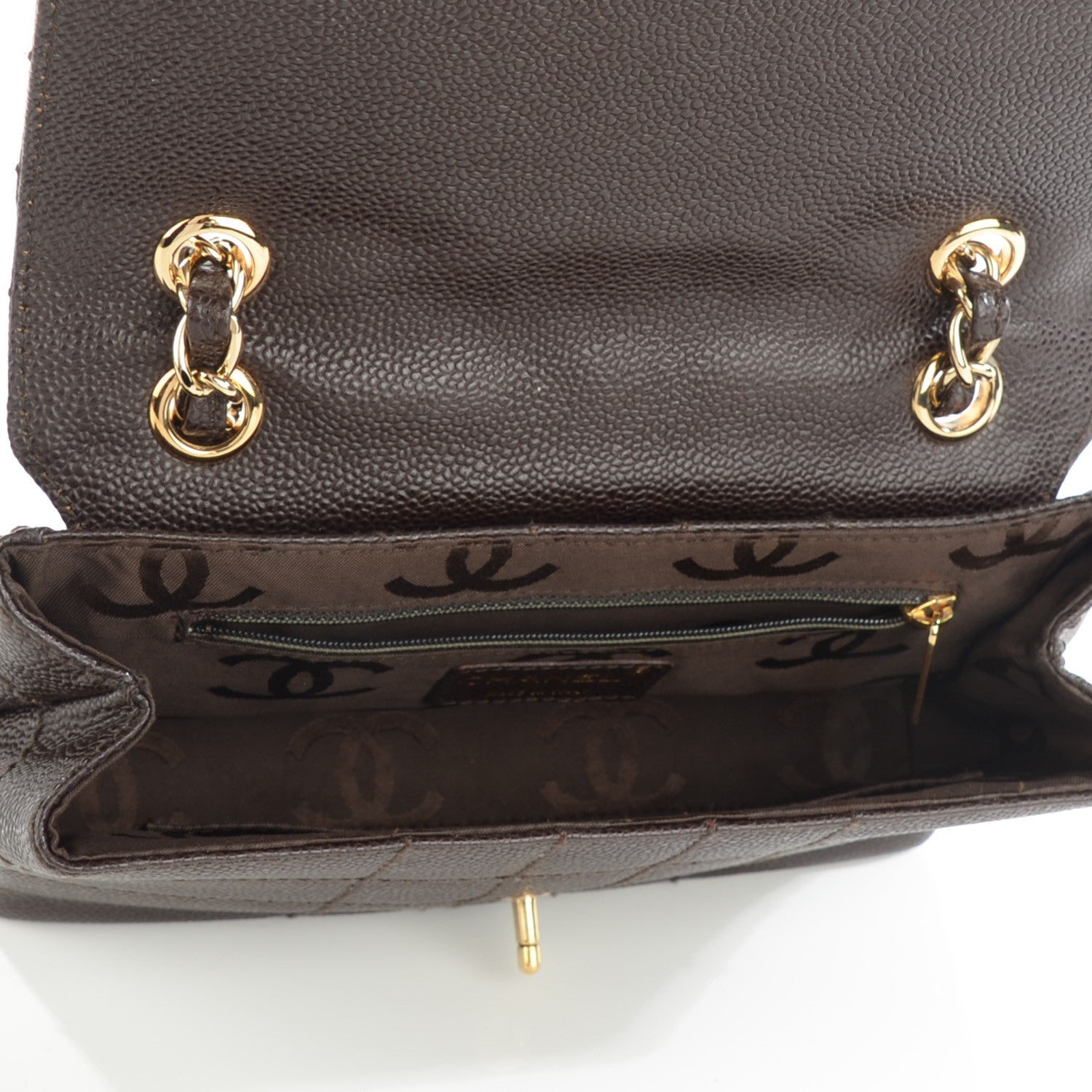 Chanel Caviar Square Stitched Small Flap Dark Brown 5 of 8