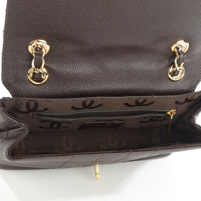Chanel Caviar Square Stitched Small Flap Dark Brown 5 of 8