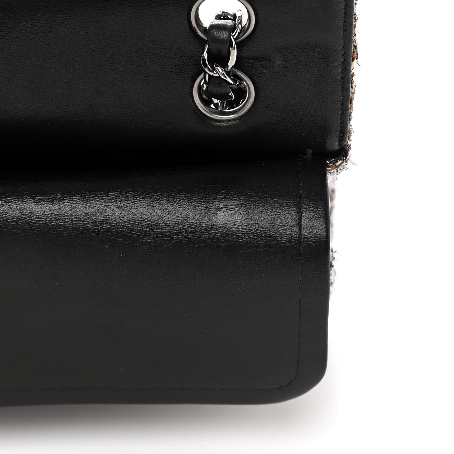 Metallic Tweed Medium Double Flap Black White