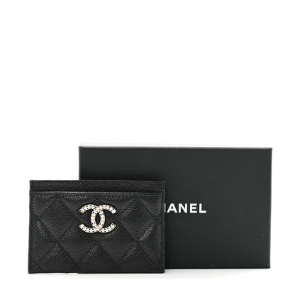 Chanel Caviar Quilted Crystal Card Holder Black 9 of 9