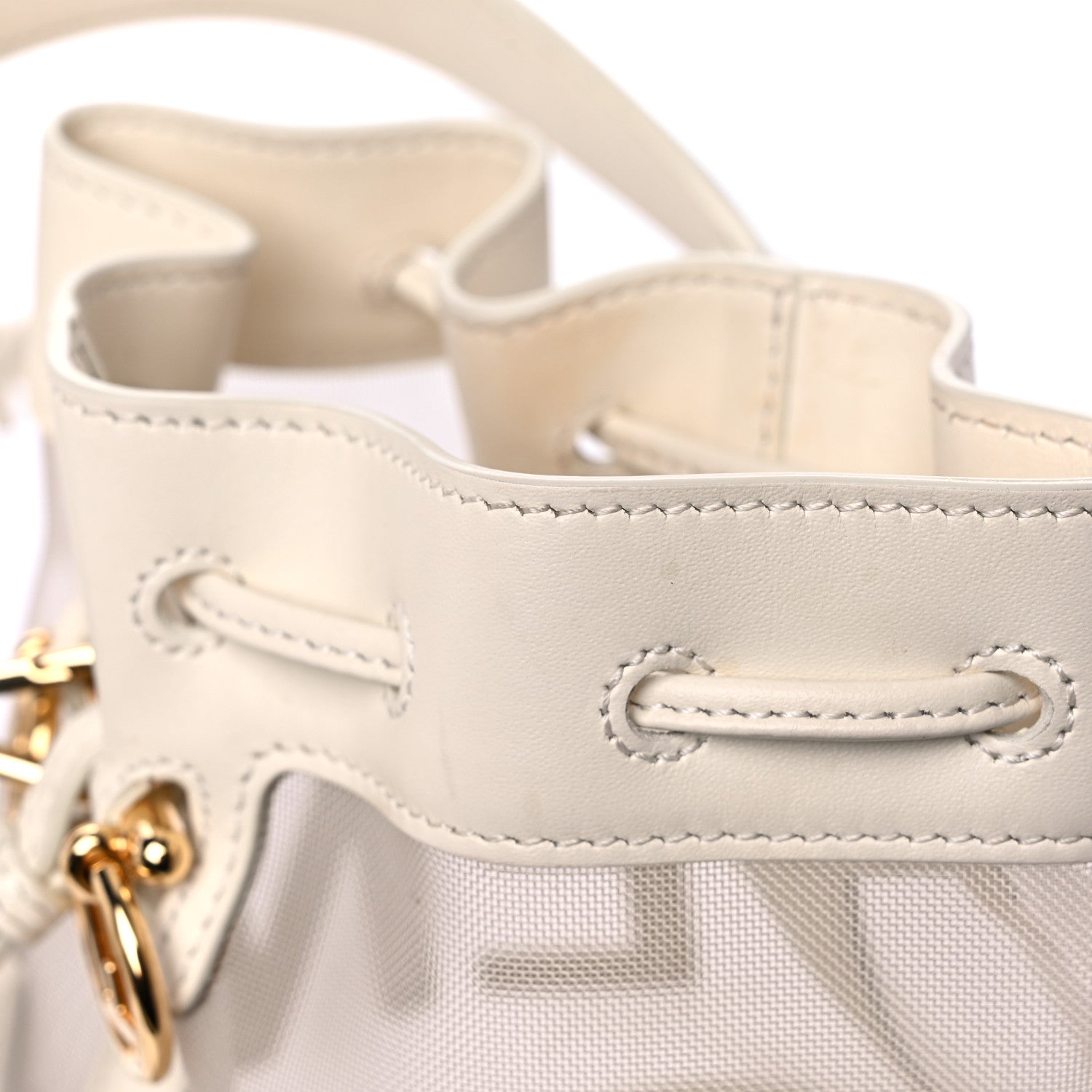 Fendi Mesh Vitello King F is Fendi Logo Embroidered Mini Mon Tresor Bucket Bag Sabbia White Ice 14 of 16