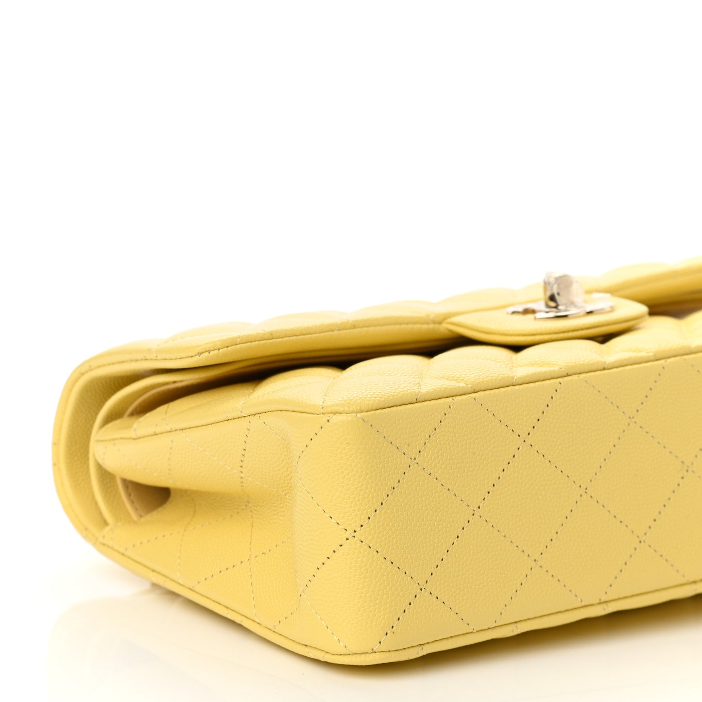 Caviar Quilted Small Double Flap Yellow