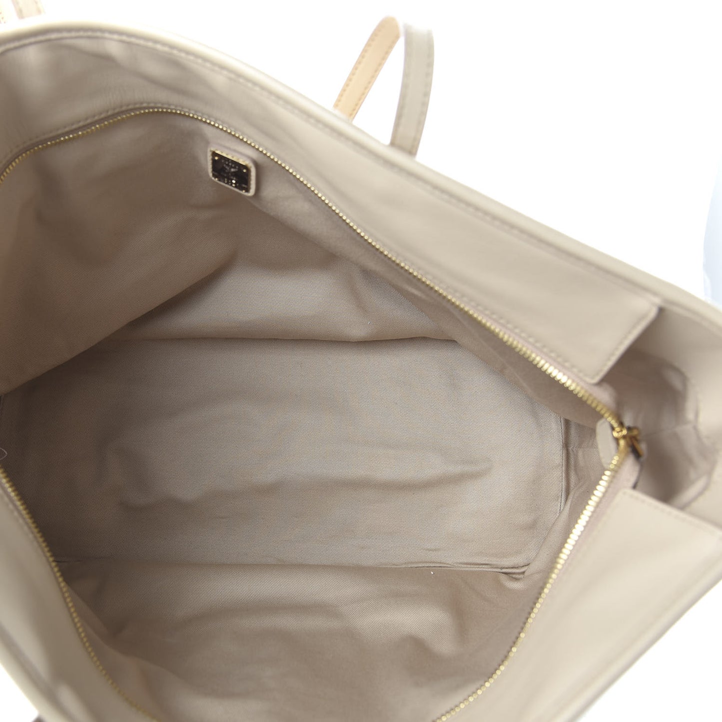 Visetos Medium Studded Rabbit Top Zip Shopper Tote Beige