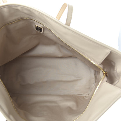 MCM Visetos Medium Studded Rabbit Top Zip Shopper Tote Beige 4 of 8