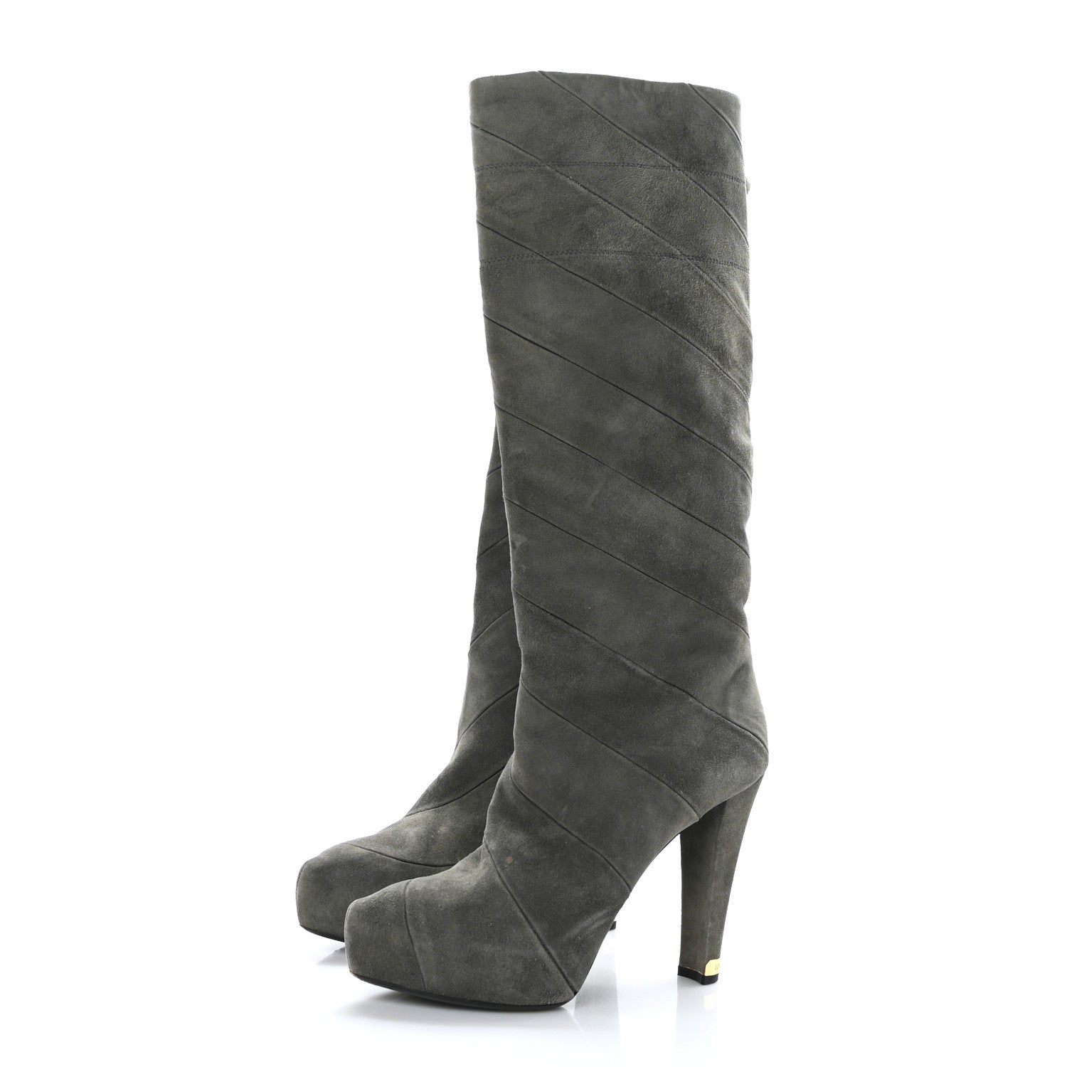 Louis Vuitton Suede High Boots 38.5 Grey 3 of 9