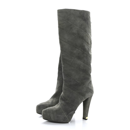 Louis Vuitton Suede High Boots 38.5 Grey 3 of 9