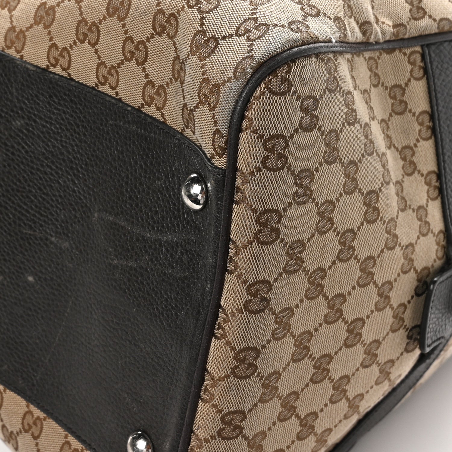 Gucci Monogram Dollar Calfskin Large Boston Duffle Bag Beige Ebony Testa di Moro Marrone Scuro 11 of 16