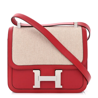 Hermes Swift Toile H Berline Constance 24 Rouge Piment Ecru 1 of 11