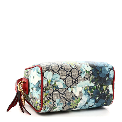 Gucci GG Supreme Monogram Blooms Mini Boston Navy Blue Hibiscus 4 of 10