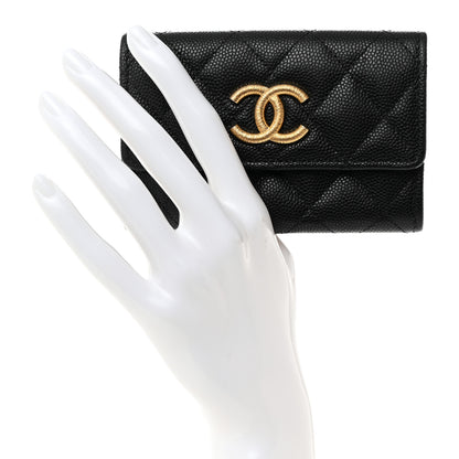 Chanel Caviar Quilted Textured CC Flap Card Holder Black 2 of 9