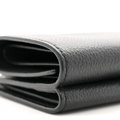 Saint Laurent Grained Calfskin Paris Petite Compact Wallet Black 7 of 9