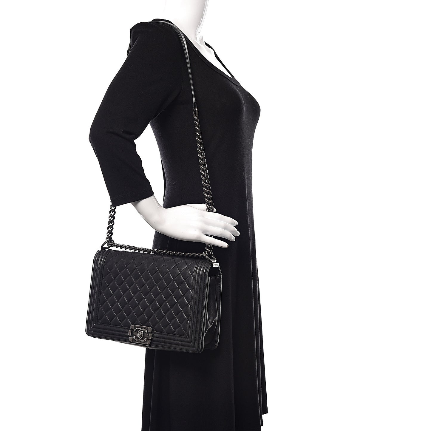 Lambskin Quilted New Medium Boy Flap Black