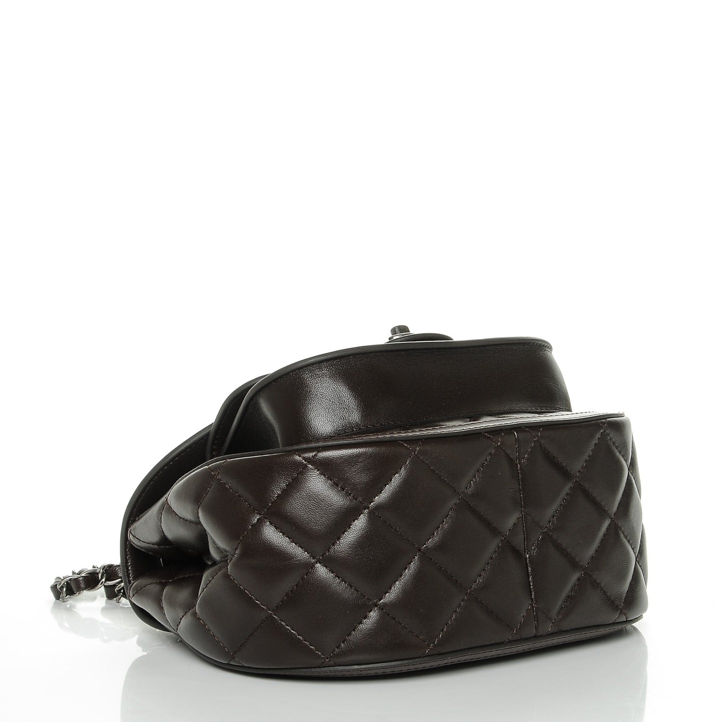 Lambskin Pony Hair Saddle Bag Dark Brown