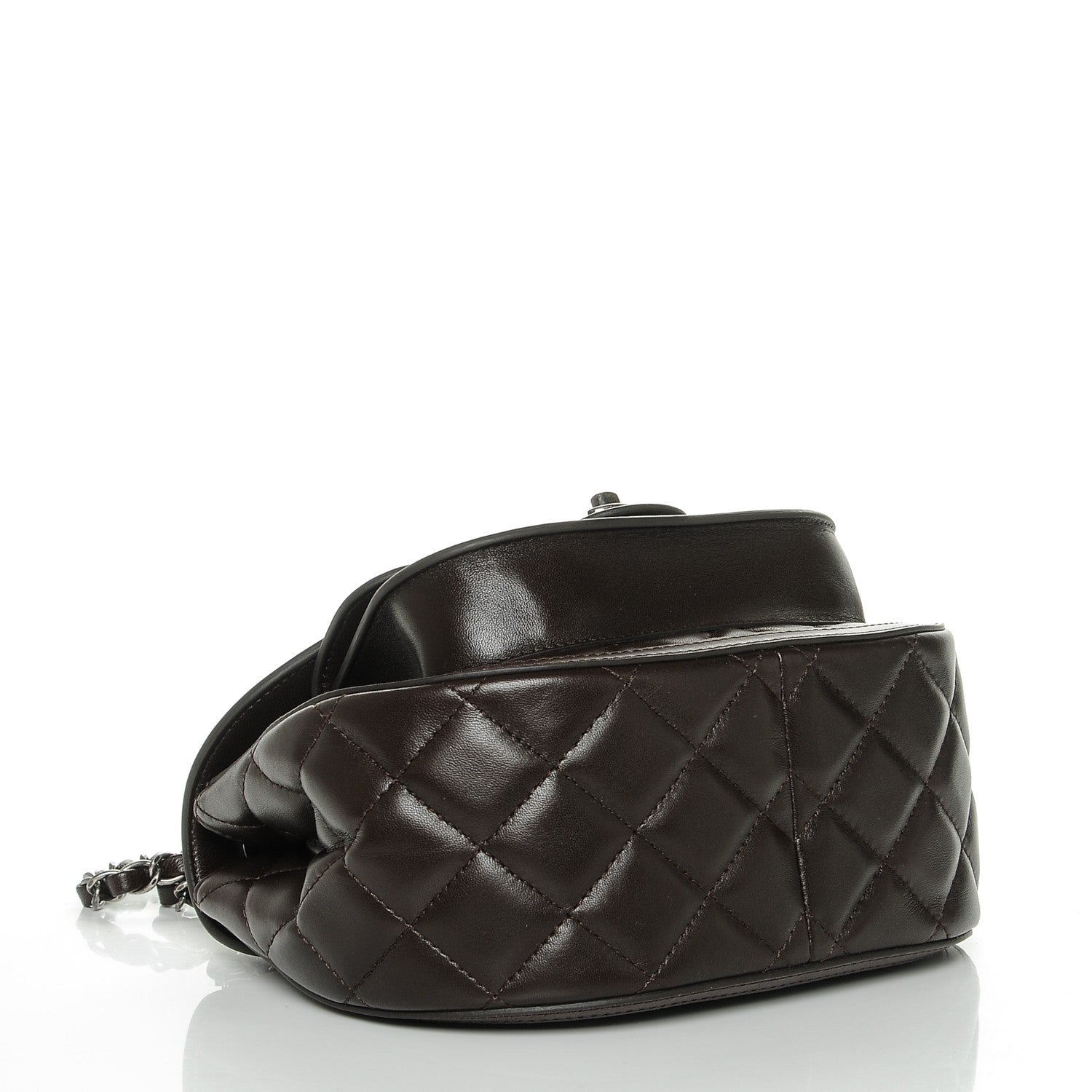 Chanel Lambskin Pony Hair Saddle Bag Dark Brown 4 of 8
