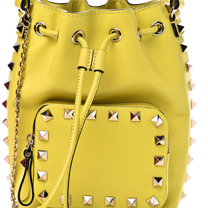 Valentino Garavani Vitello Rockstud Bucket Bag Acid Yellow 9 of 10