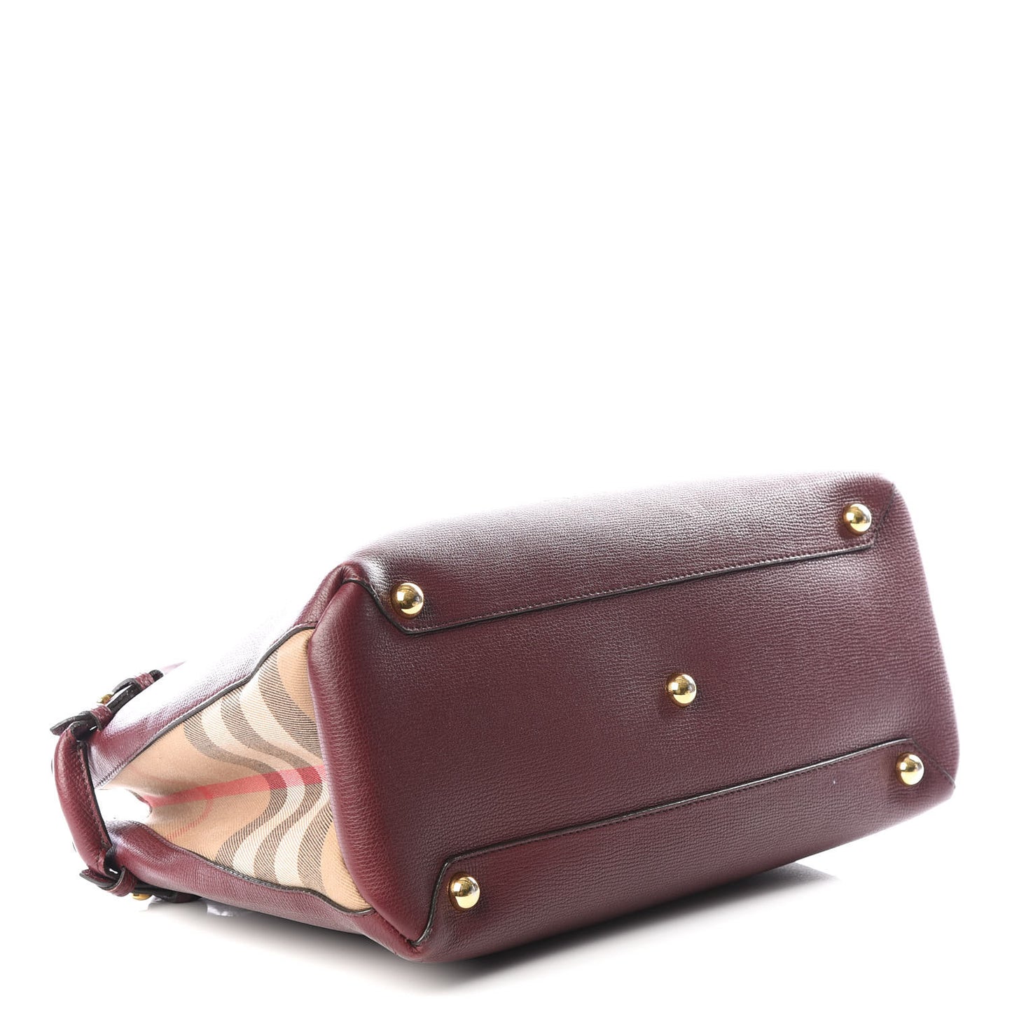 Grainy Calfskin House Check Medium Banner Tote Mahogany Red