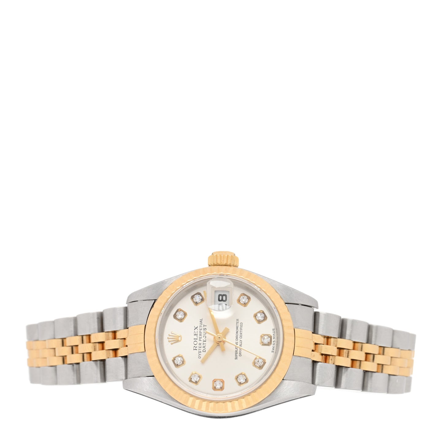 Stainless Steel 18K Yellow Gold Diamond 26mm Oyster Perpetual Datejust Watch White 79173