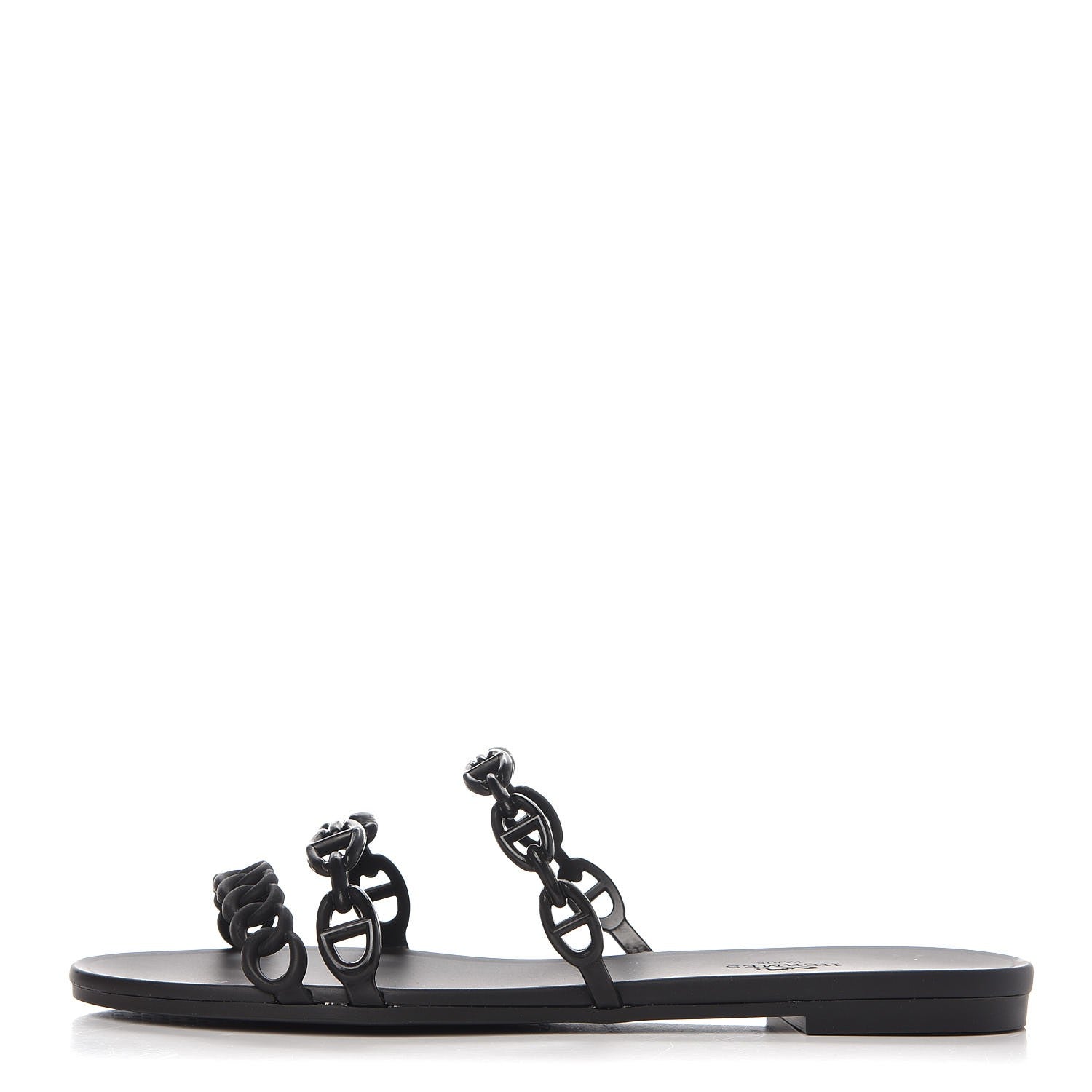 Hermes Rubber Chaine d'Ancre Rivage Sandals 38 Black 1 of 8