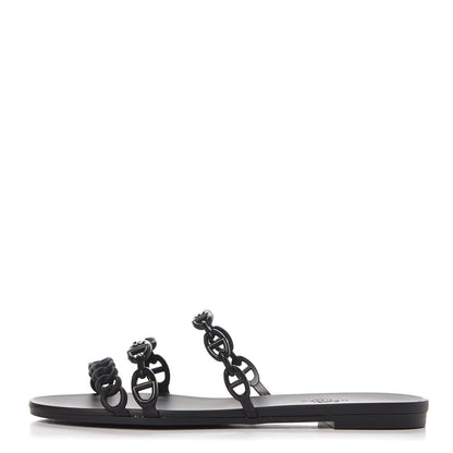 Hermes Rubber Chaine d'Ancre Rivage Sandals 38 Black 1 of 8