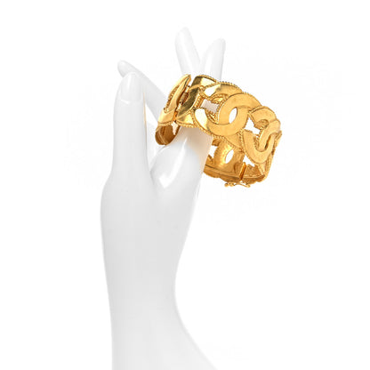 Chanel Metal CC Logo Link Wide Bangle Bracelet Gold 2 of 4