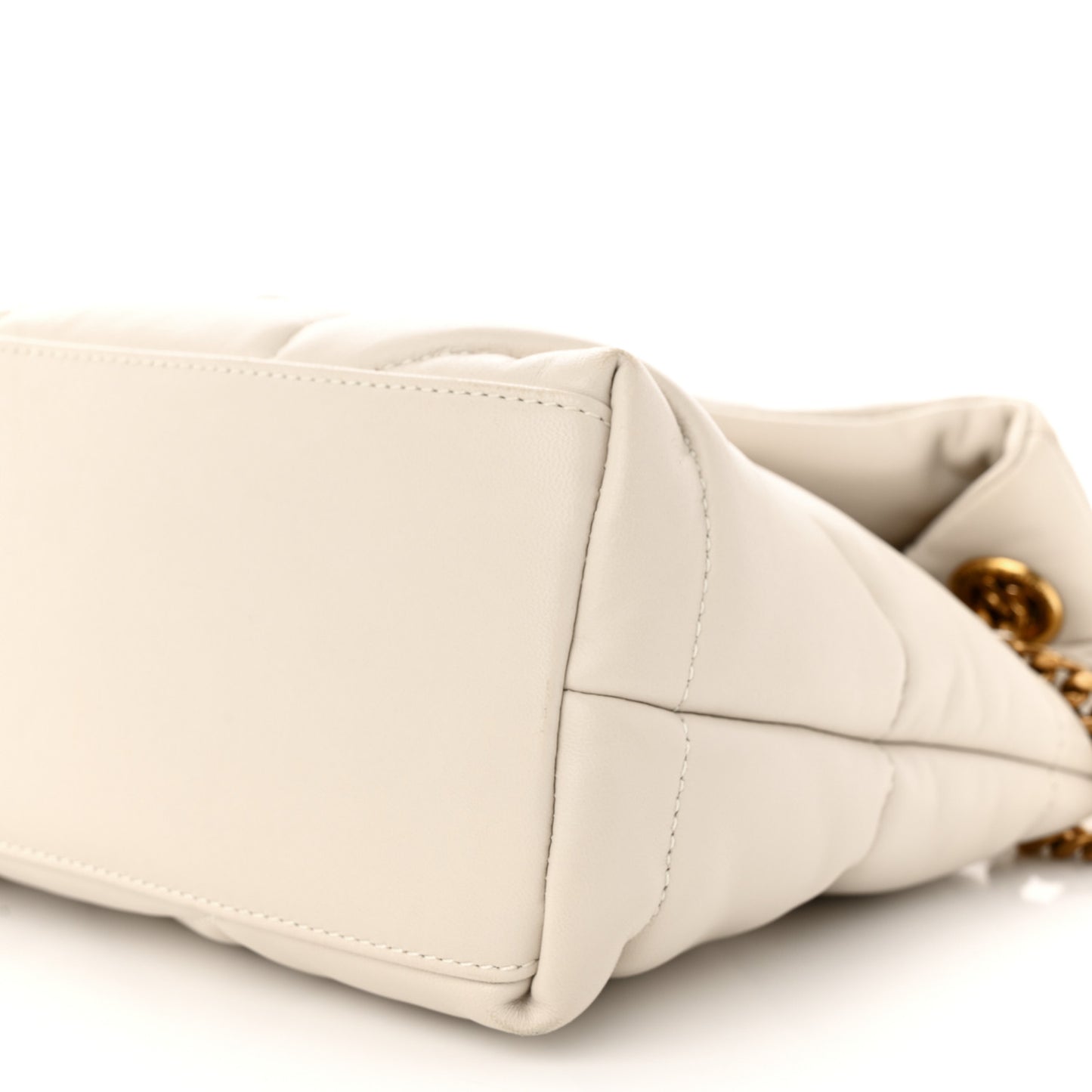 Lambskin Quilted Small Loulou Puffer Monogram Chain Satchel Crema Soft