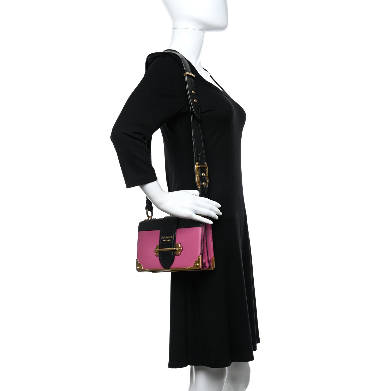 Prada City Calf Saffiano Cahier Bag Geranio Black 2 of 11