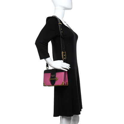 Prada City Calf Saffiano Cahier Bag Geranio Black 2 of 11