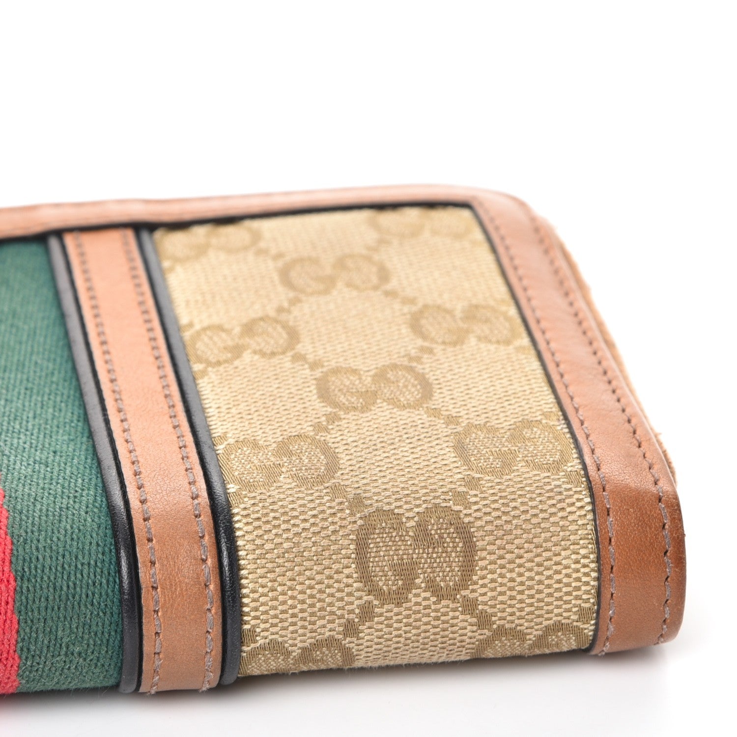 Gucci Monogram Web Rania Zip Around Wallet Khaki 10 of 12