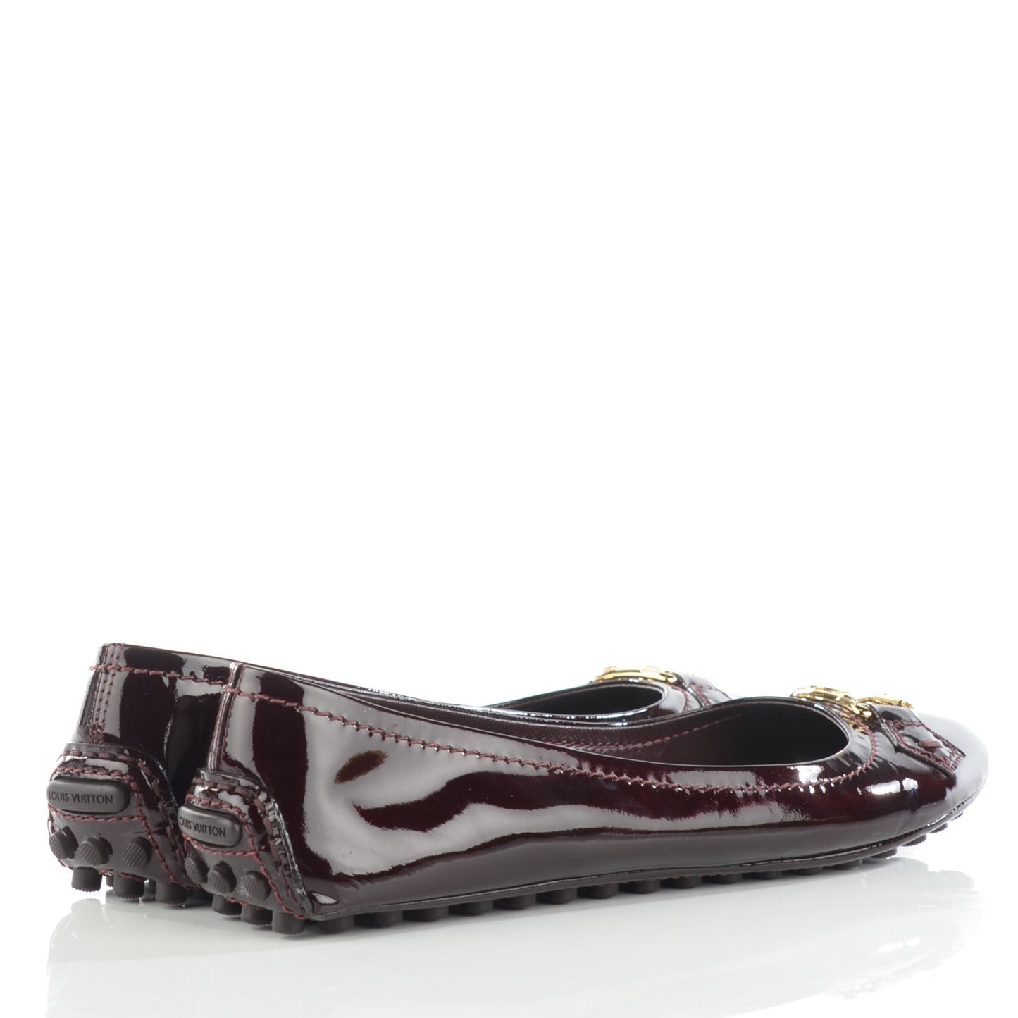 Patent Calfskin Oxford Ballerina Flats 39 Amarante