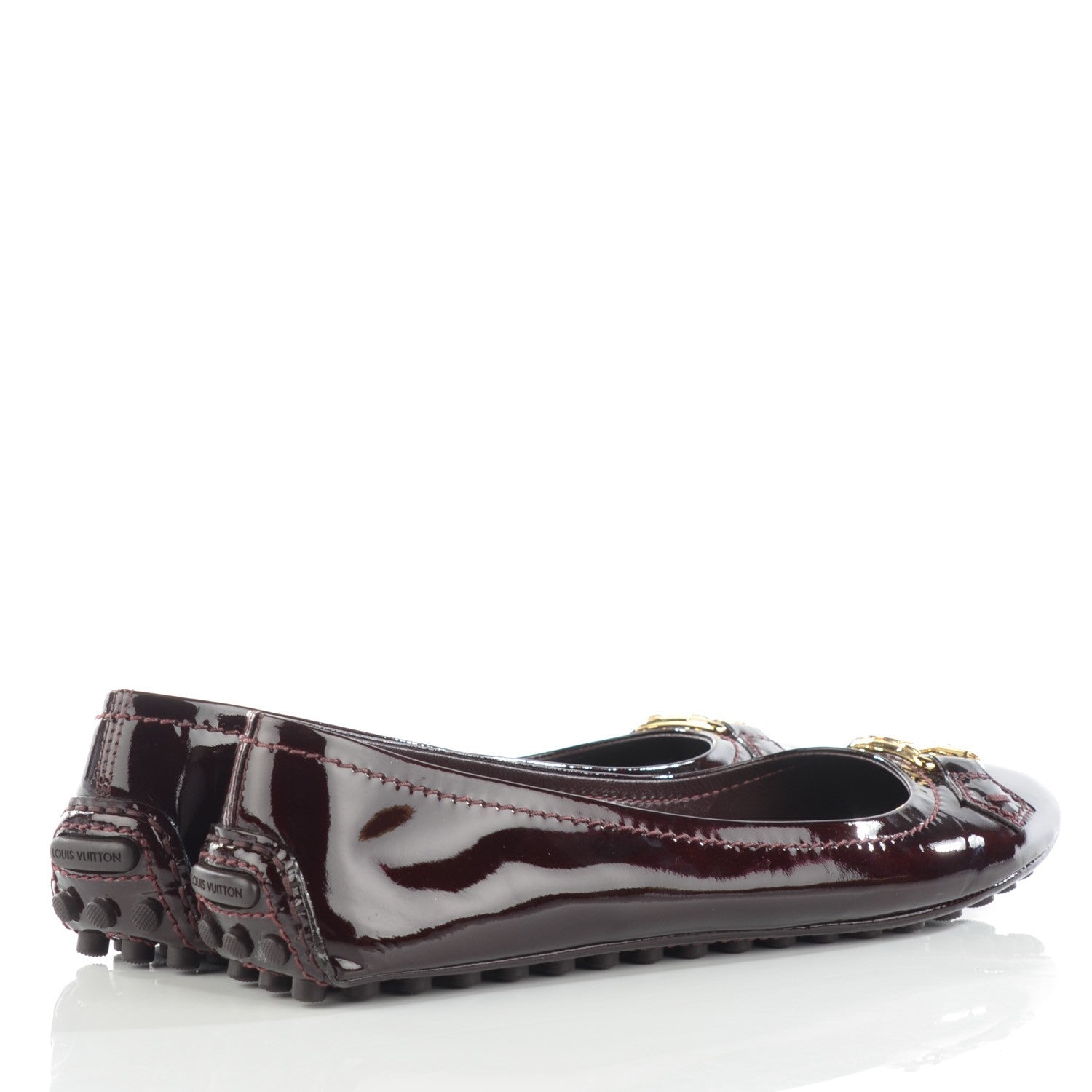Louis Vuitton Patent Calfskin Oxford Ballerina Flats 39 Amarante 5 of 10