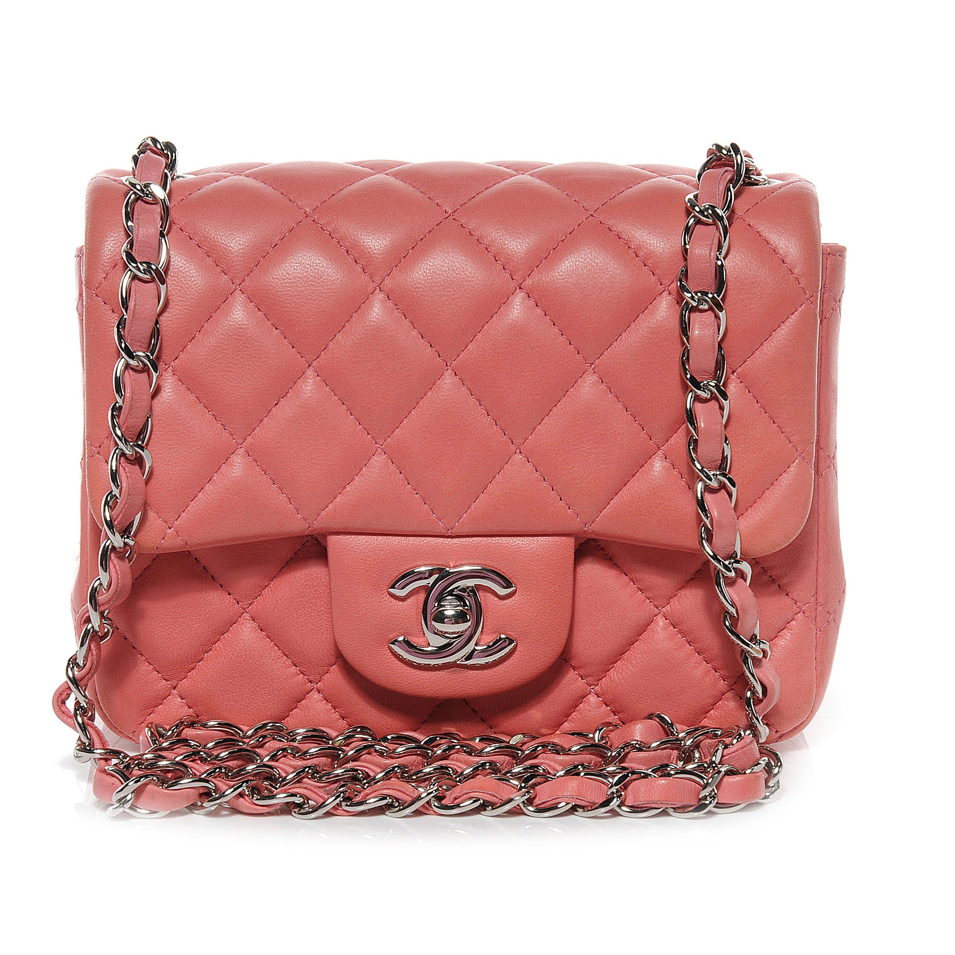 Chanel Lambskin Quilted Mini Square Flap Dark Pink 1 of 8