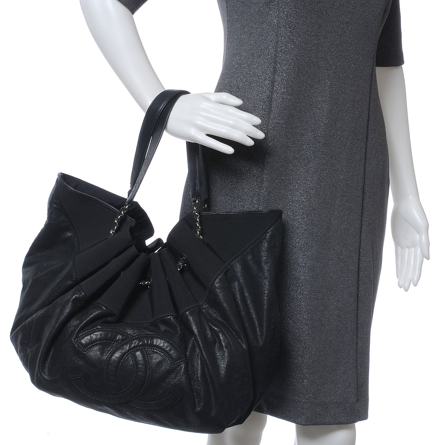 Chanel Calfskin Stretch Spirit Large Cabas Tote Black 2 of 7